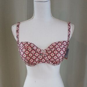 Nwt Shade & Shore Pink Geometric Women's Swim Suit Top Bra 38D